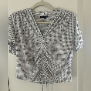 Adrianna Papell Black and White Ruched Blouse
